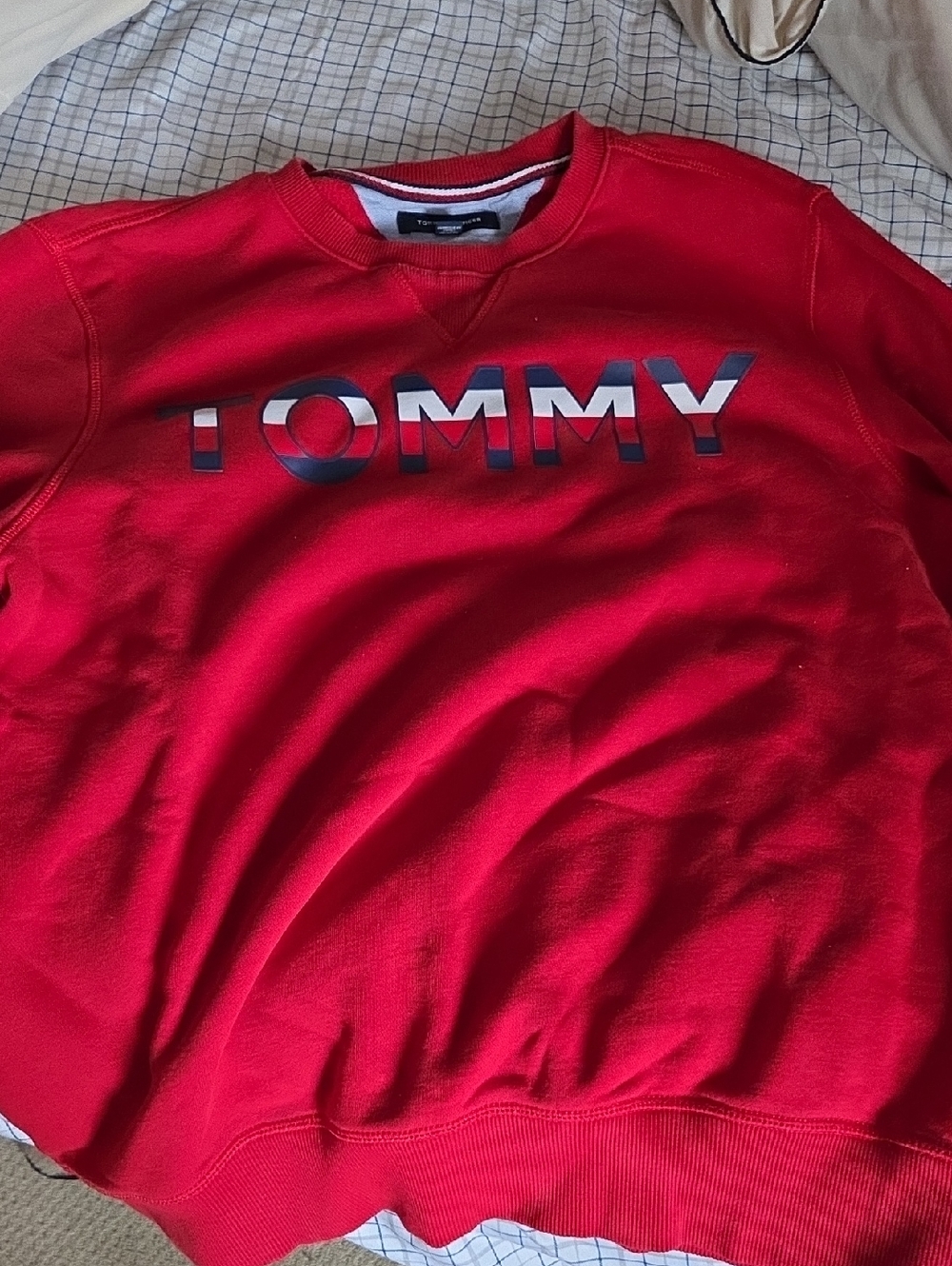 Tommy Hilfiger Red Crewneck Sweatshirt with Contrast Logo